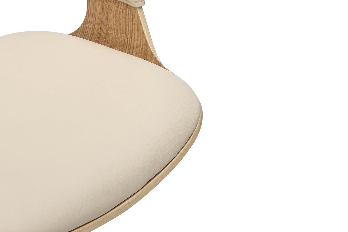 Tabouret de bar réglable en hauteur MANHATTAN naturel chêne crème beige similicuir pivotant (réf. 47716)