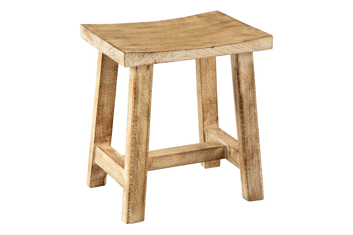 Tabouret massif FINCA 45cm beige bois de mangue fait main Boho Shabby Chic