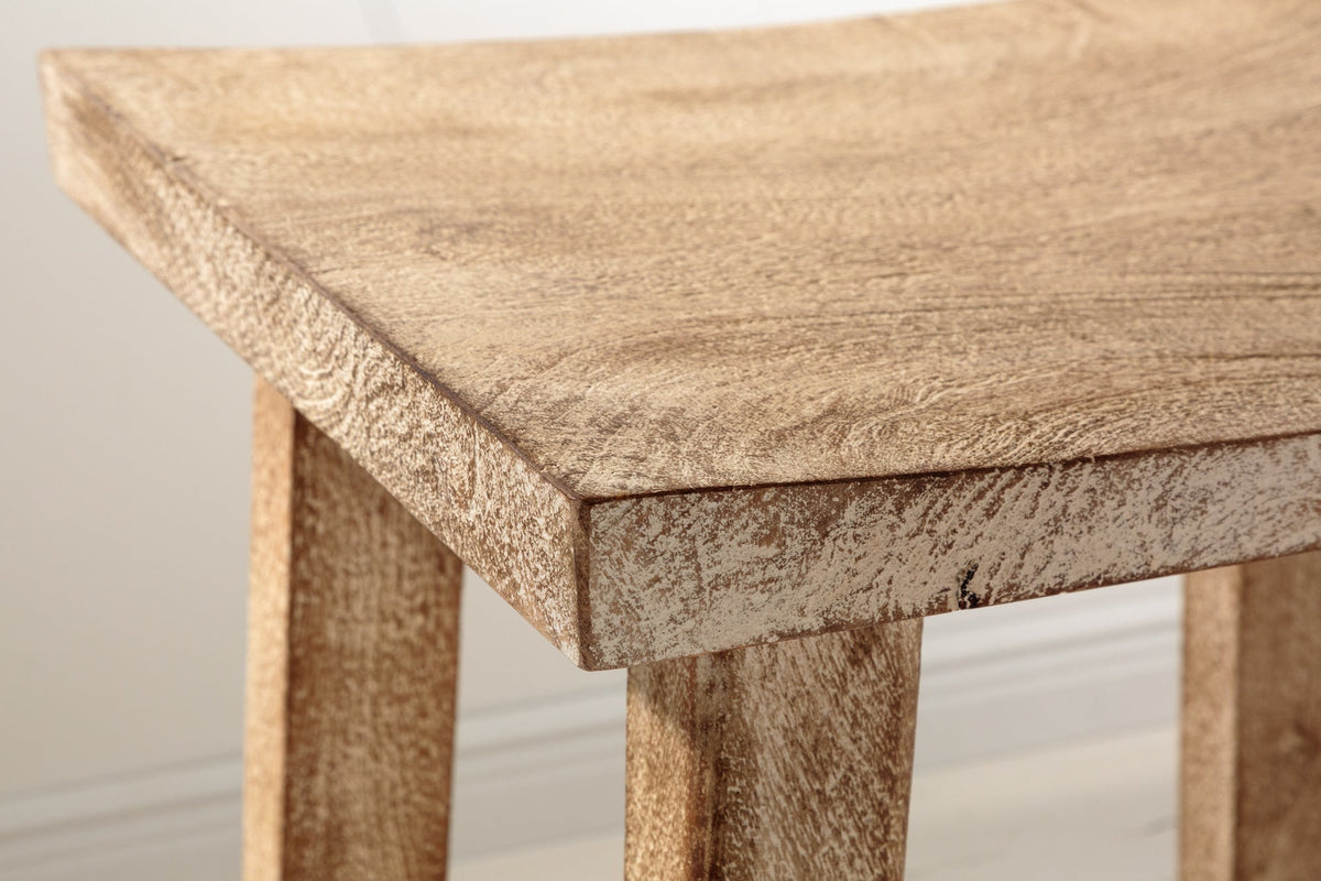 Tabouret massif FINCA 45cm beige bois de mangue fait main Boho Shabby Chic