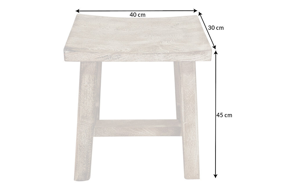 Tabouret massif FINCA 45cm beige bois de mangue fait main Boho Shabby Chic