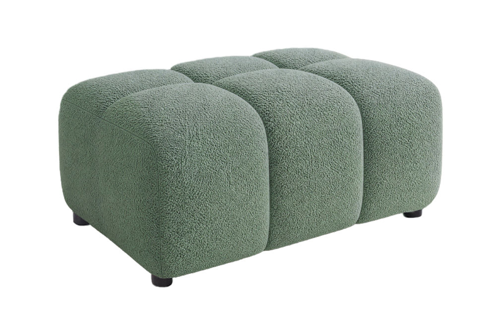Tabouret moderne CLOUD 100cm sauge Bouclé noyau à ressorts repose-pieds tabouret