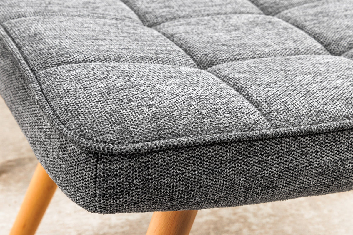 Tabouret moderne SCANDINAVIA gris tissu structuré pieds en bois massif repose-pieds