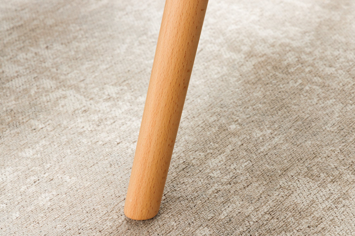Tabouret moderne SCANDINAVIA gris tissu structuré pieds en bois massif repose-pieds