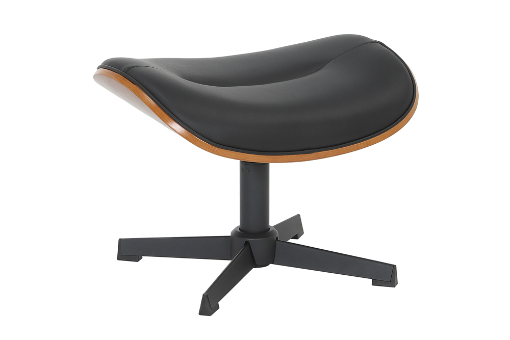 tabouret pivotant VOGUE COMFORT noir similicuir marron design-noyer