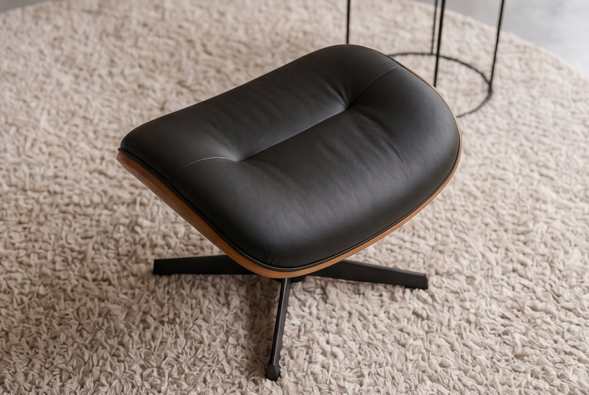 tabouret pivotant VOGUE COMFORT noir similicuir marron design-noyer