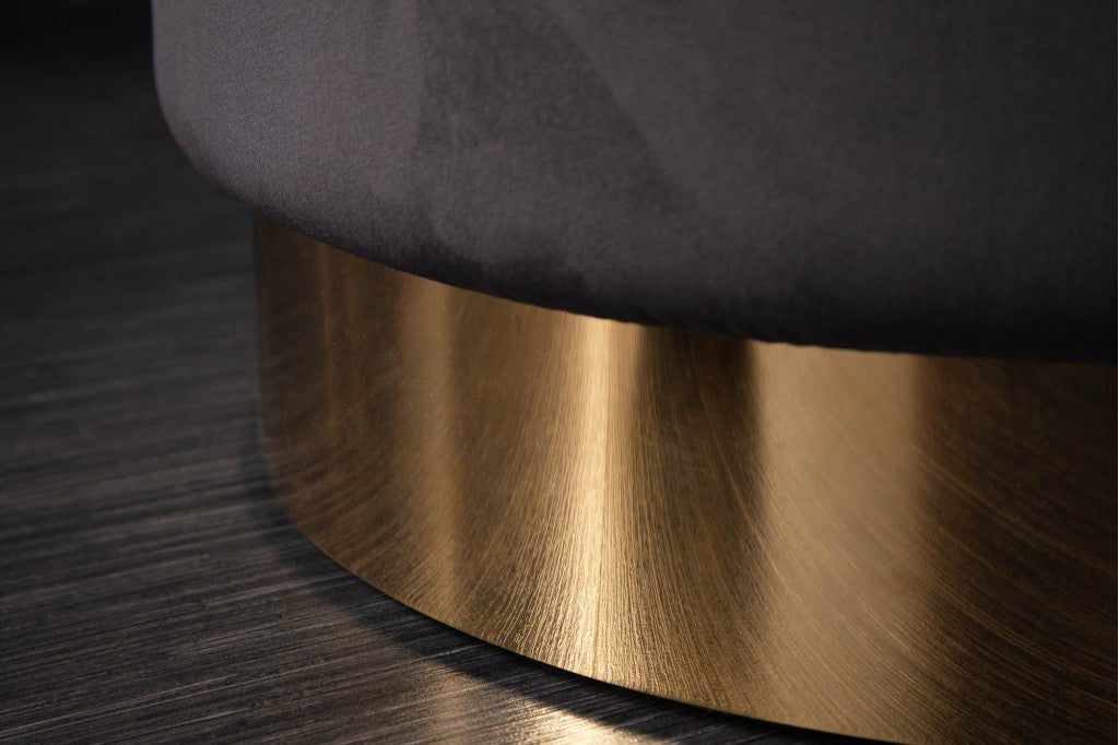 Tabouret velours noir et couleur or 55cm