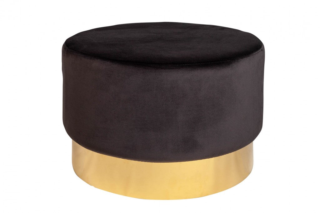 Tabouret velours noir et couleur or 55cm