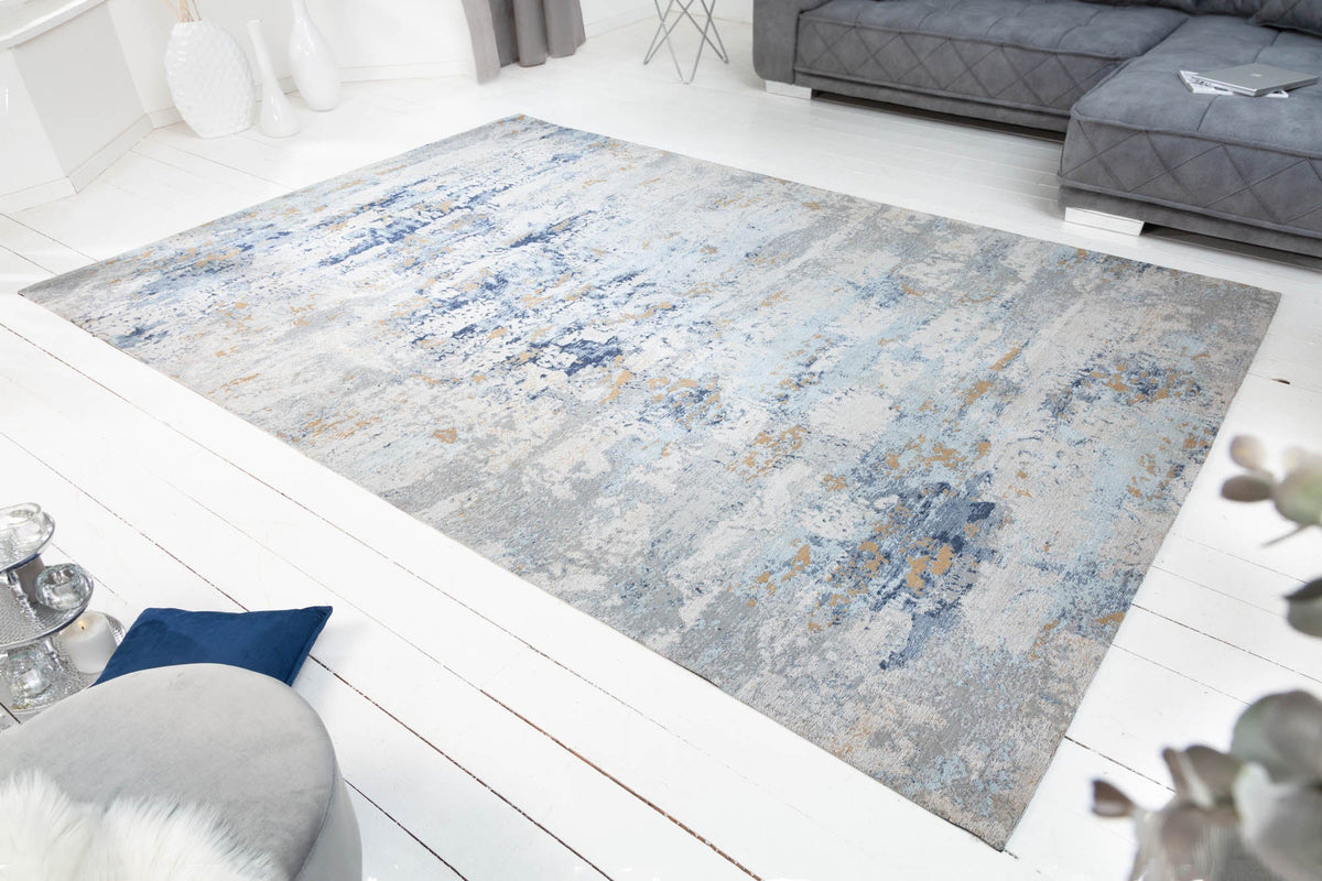 Tapis design ABSTRAKT XXL 350x240m gris bleu coton