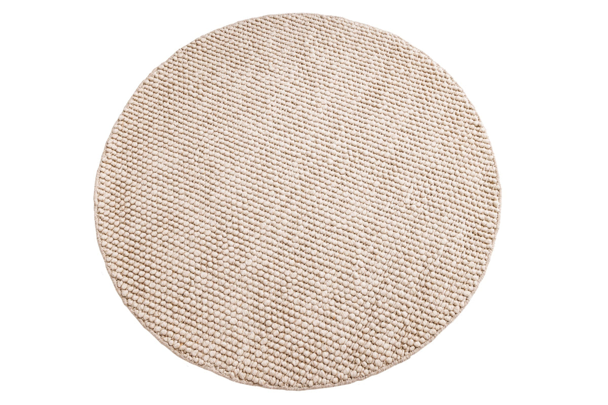 Tapis design LAINE 150cm beige rond en laine fait main