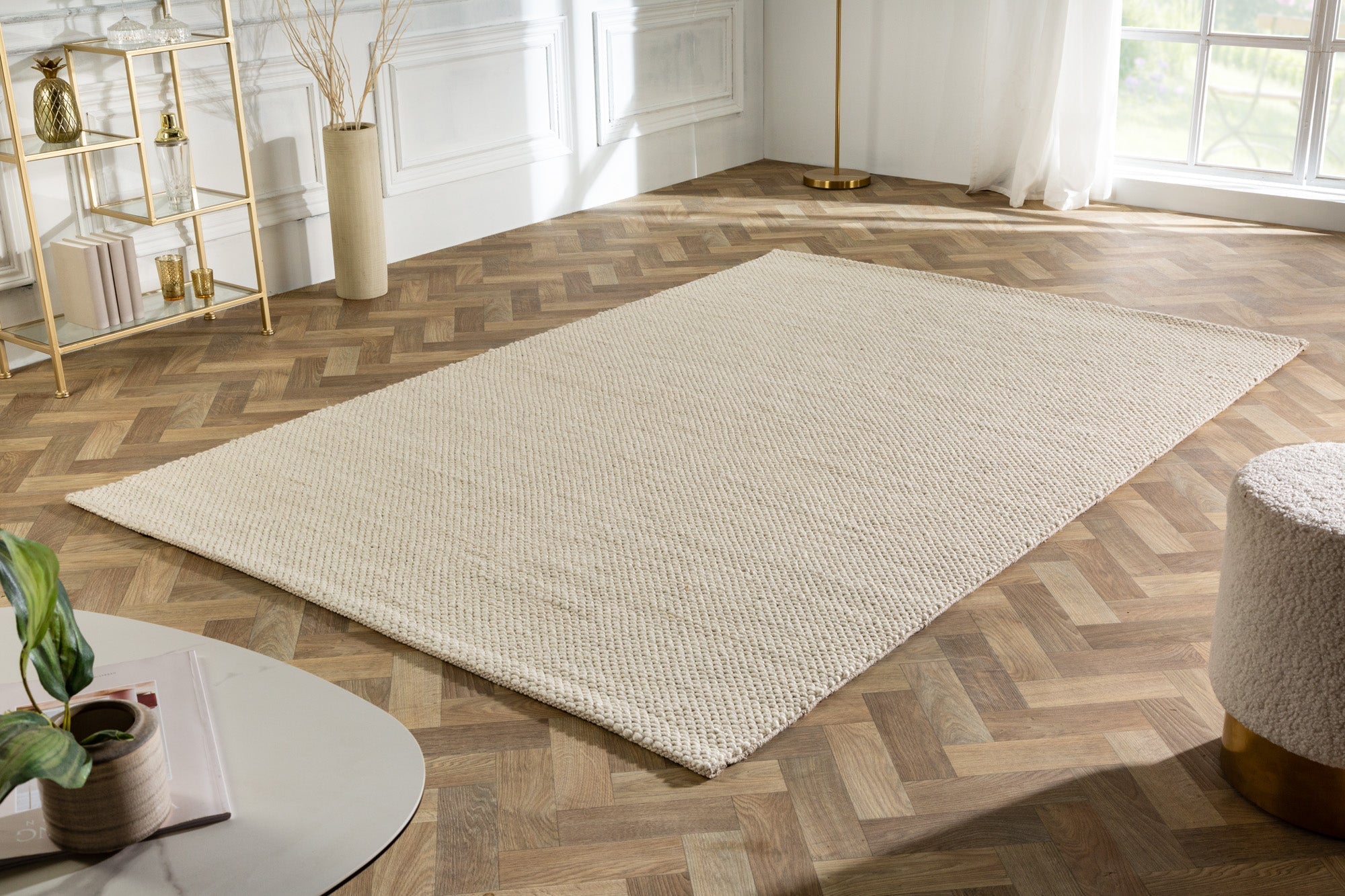 Tapis design LAINE 240x160cm beige clair en laine