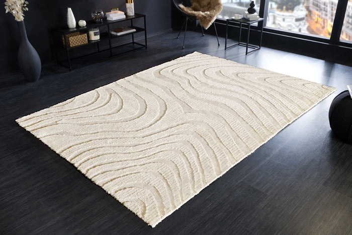 Tapis design WAVE 240x170cm beige crème effet 3D
