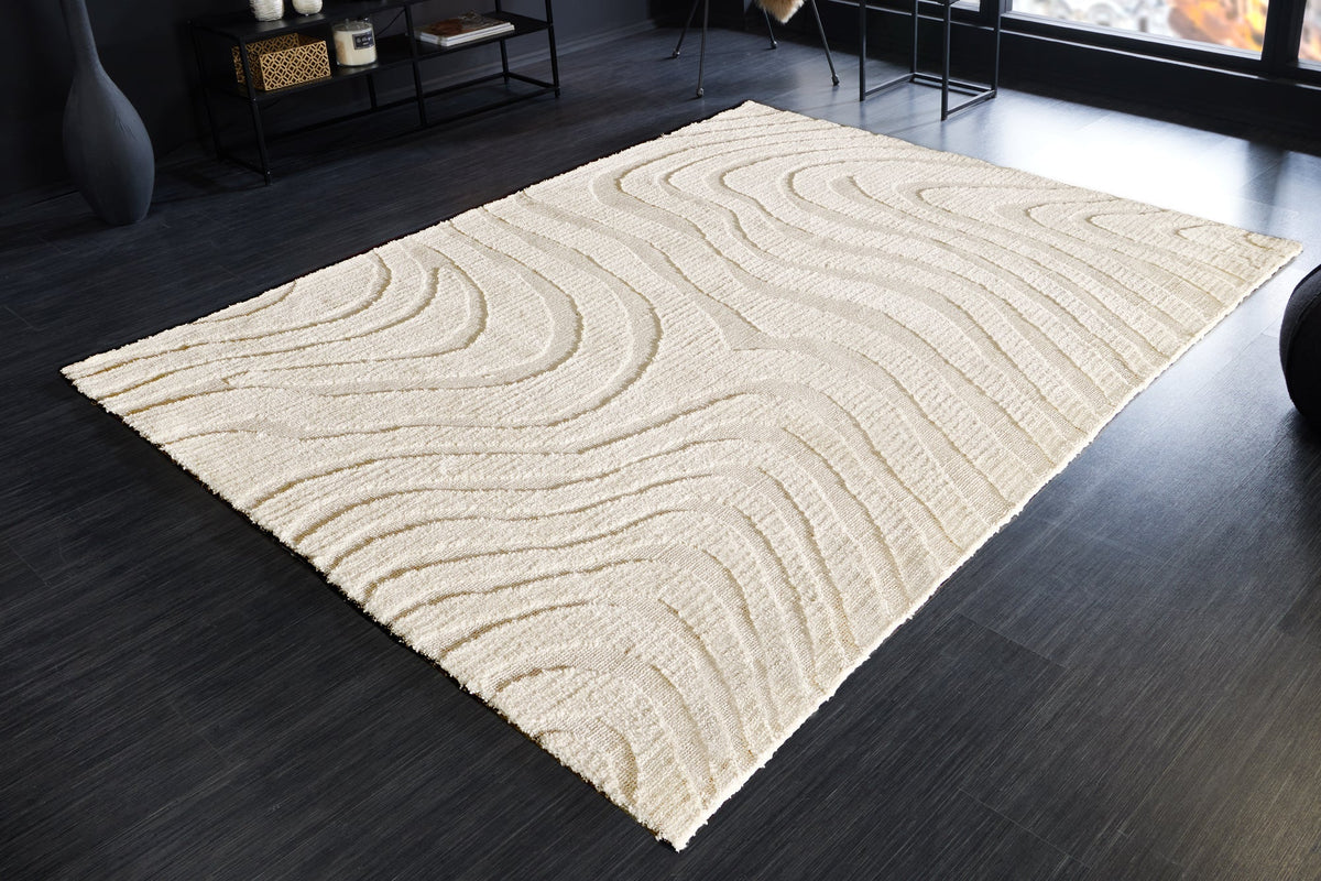 Tapis design WAVE 240x170cm beige crème effet 3D