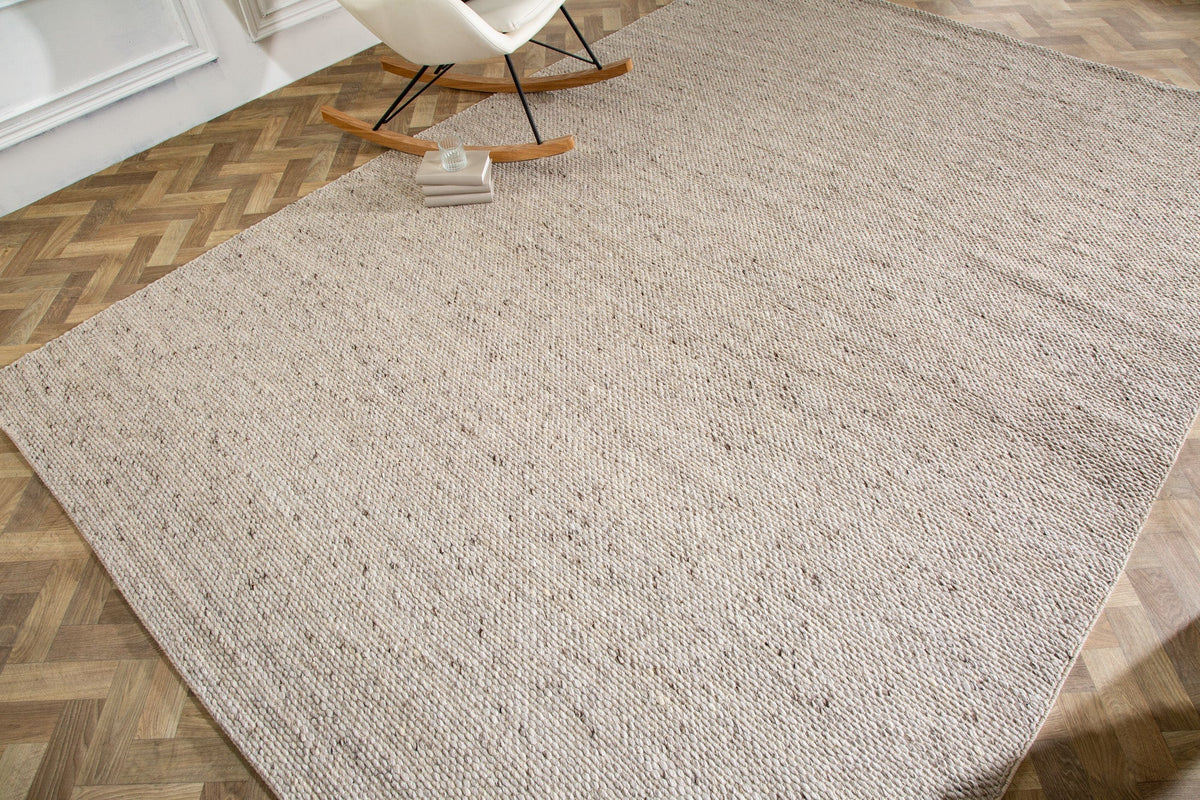 Tapis design WOOL XXL 350x240cm gris argenté en laine