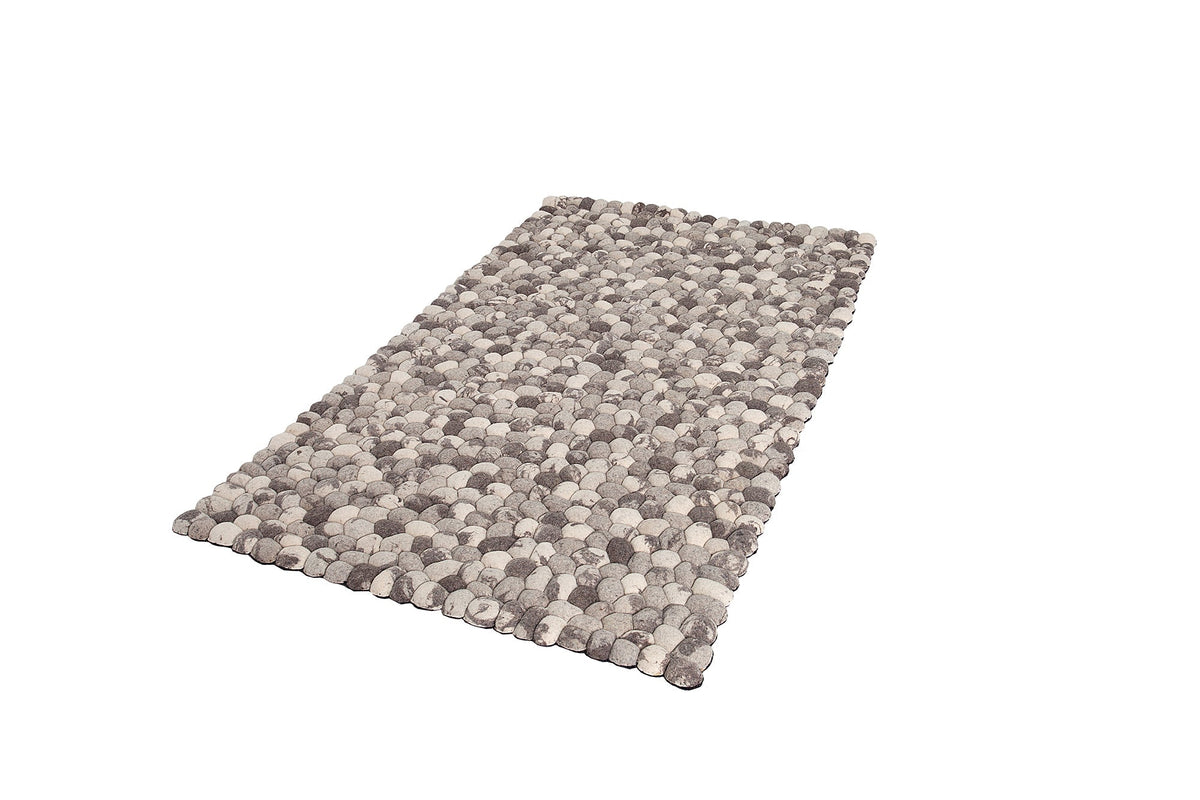 Tapis en laine vierge tissé main ORGANIC LIVING 200x120cm feutre gris aspect pierre