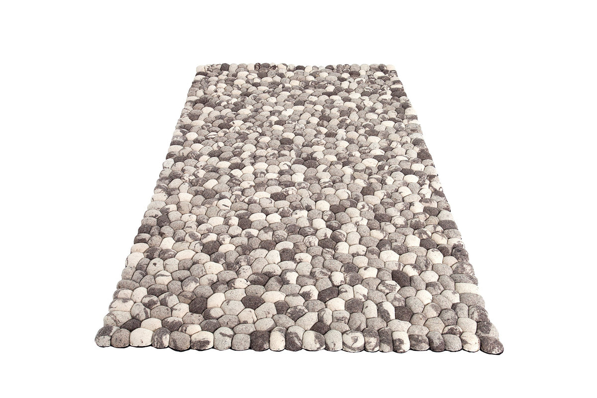Tapis en laine vierge tissé main ORGANIC LIVING 200x120cm feutre gris aspect pierre