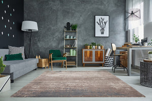 Tapis vintage en coton MODERN ART 240x160cm beige gris aspect usé