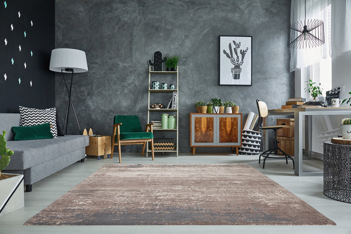 Tapis vintage en coton MODERN ART 240x160cm beige gris aspect usé