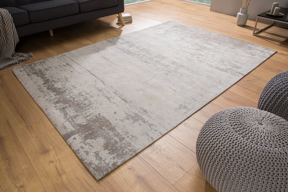 Tapis vintage en coton MODERN ART 240x160cm beige gris lavé aspect usé