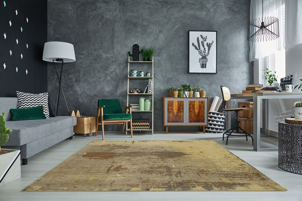 Tapis vintage en coton MODERN ART 240x160cm marron sable aspect usé