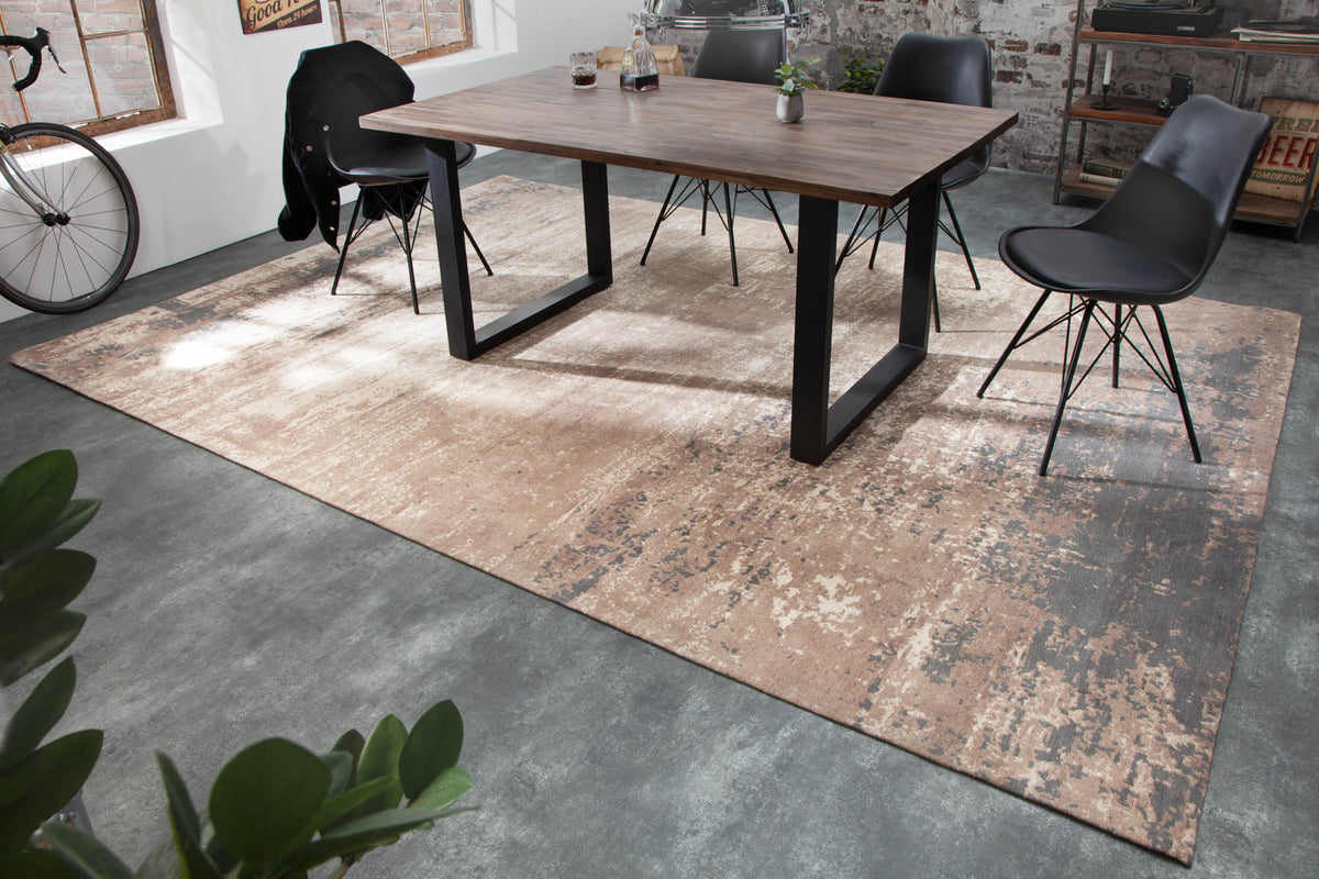 Tapis vintage en coton MODERN ART 350x240cm gris beige délavé aspect usé