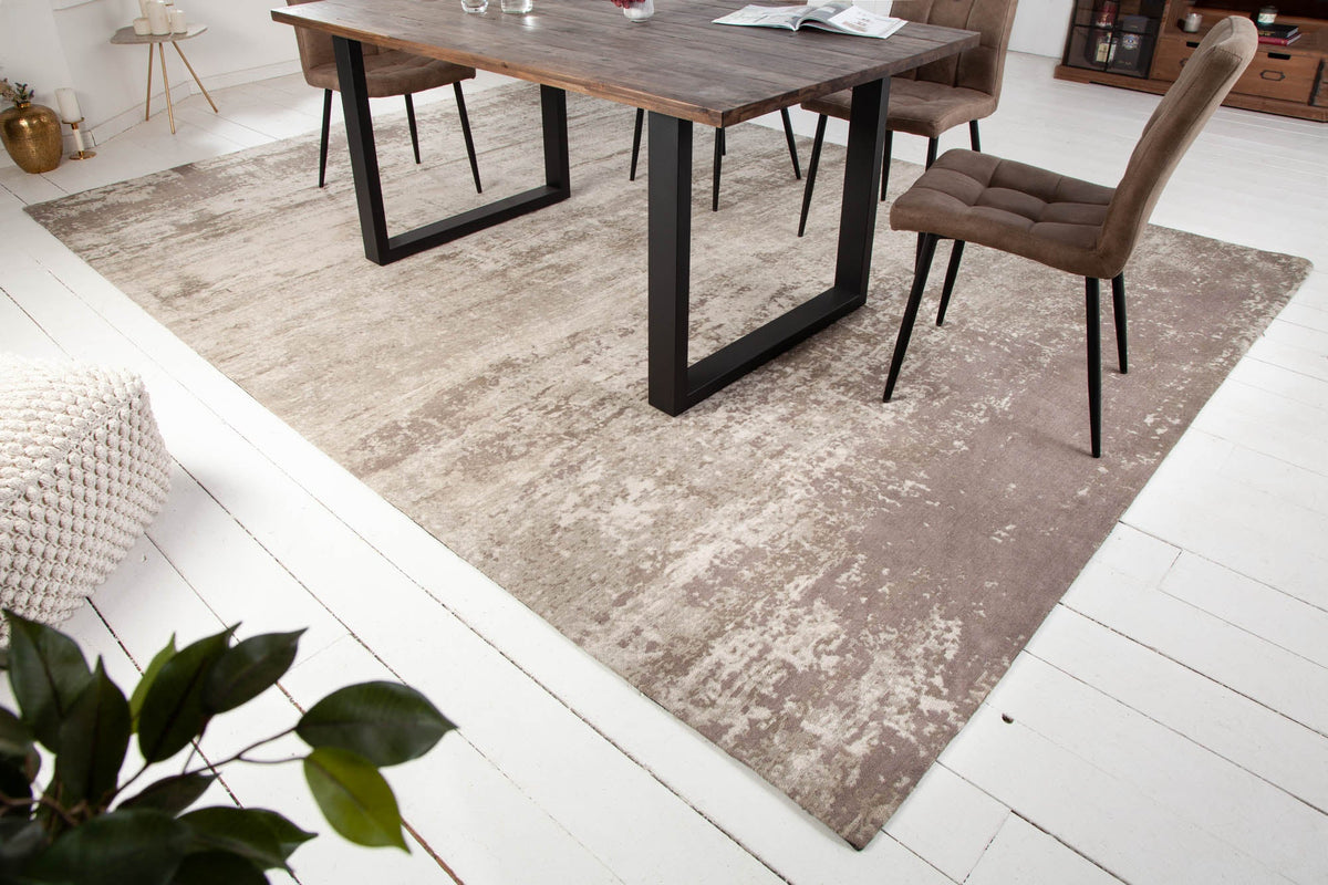 Tapis vintage en coton MODERN ART XXL 350x240cm beige-gris lavé aspect usé