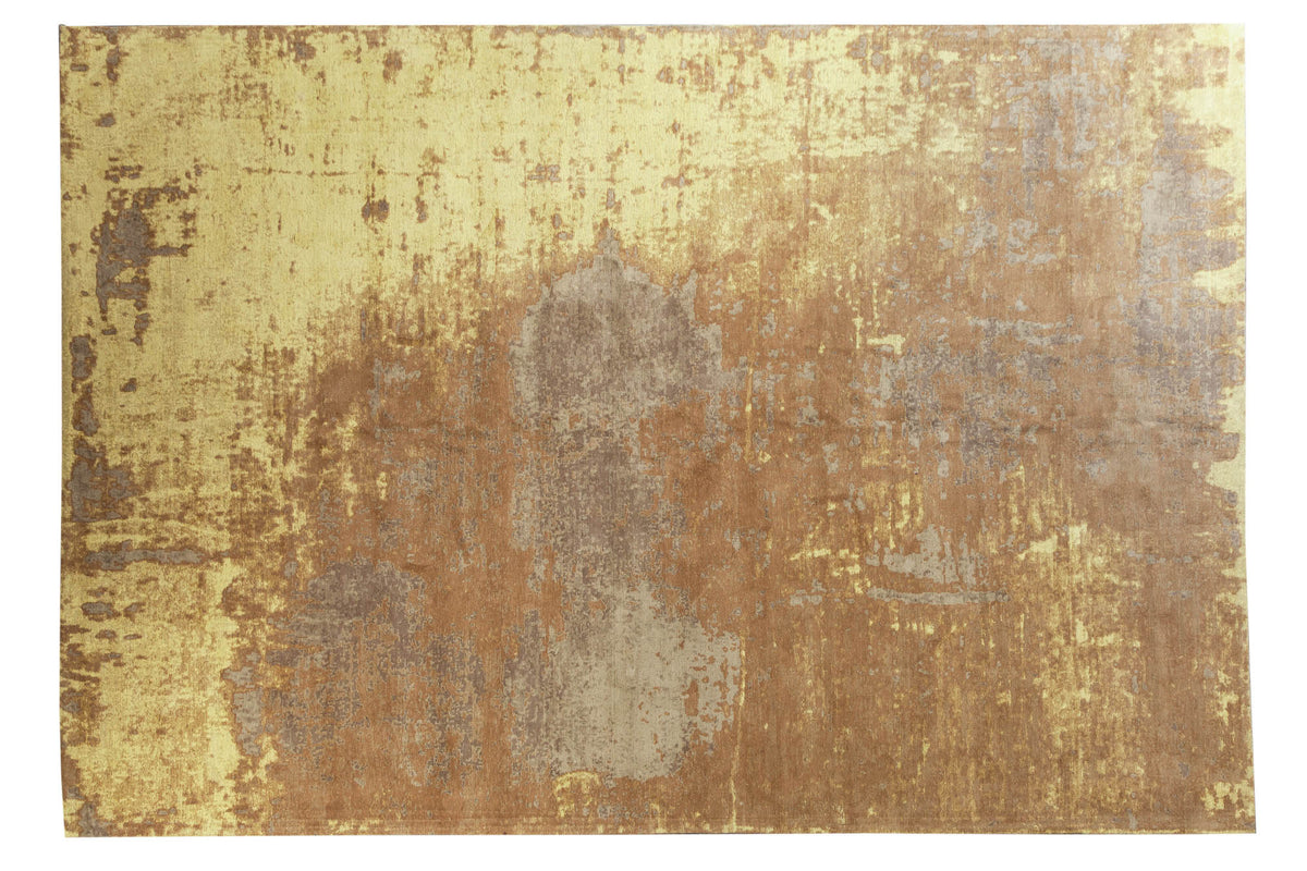 Tapis vintage en coton MODERN ART XXL 350x240cm marron rouille lavé aspect usé