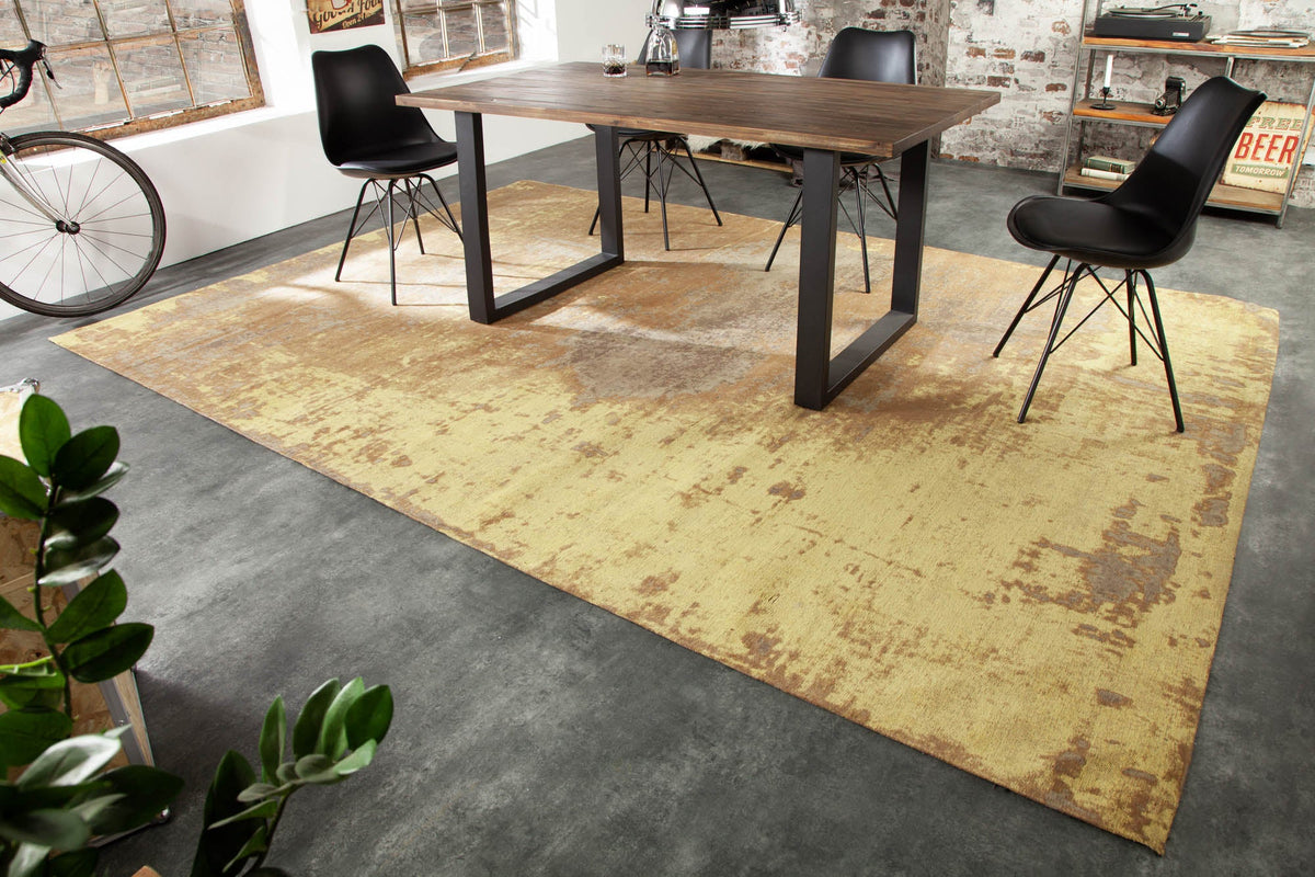 Tapis vintage en coton MODERN ART XXL 350x240cm marron rouille lavé aspect usé