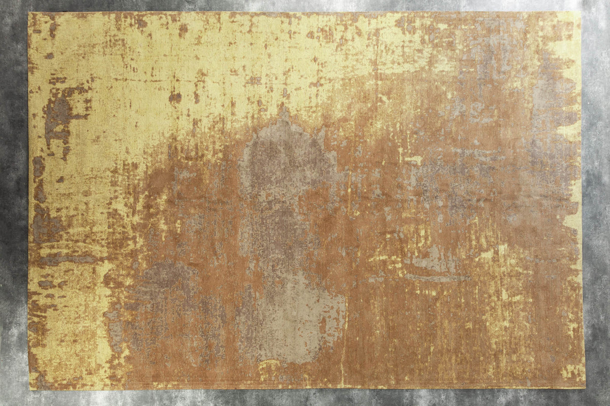 Tapis vintage en coton MODERN ART XXL 350x240cm marron rouille lavé aspect usé