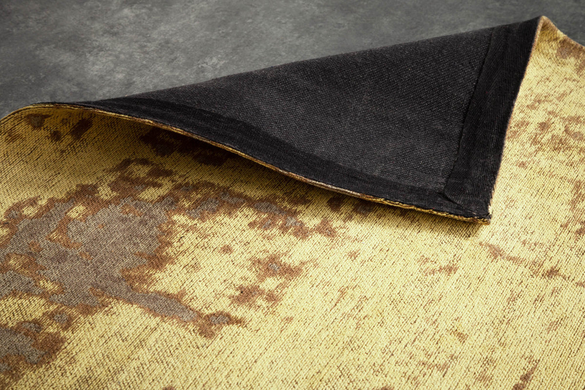 Tapis vintage en coton MODERN ART XXL 350x240cm marron rouille lavé aspect usé