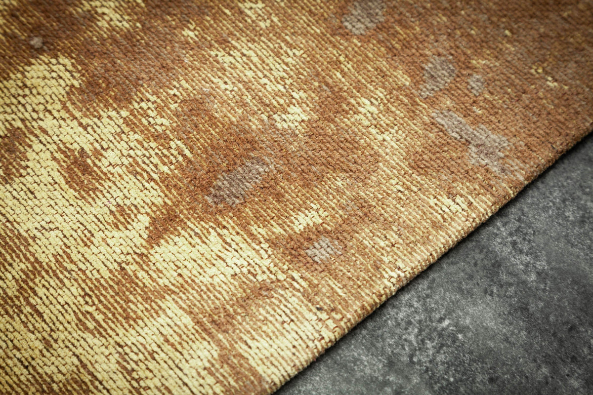 Tapis vintage en coton MODERN ART XXL 350x240cm marron rouille lavé aspect usé