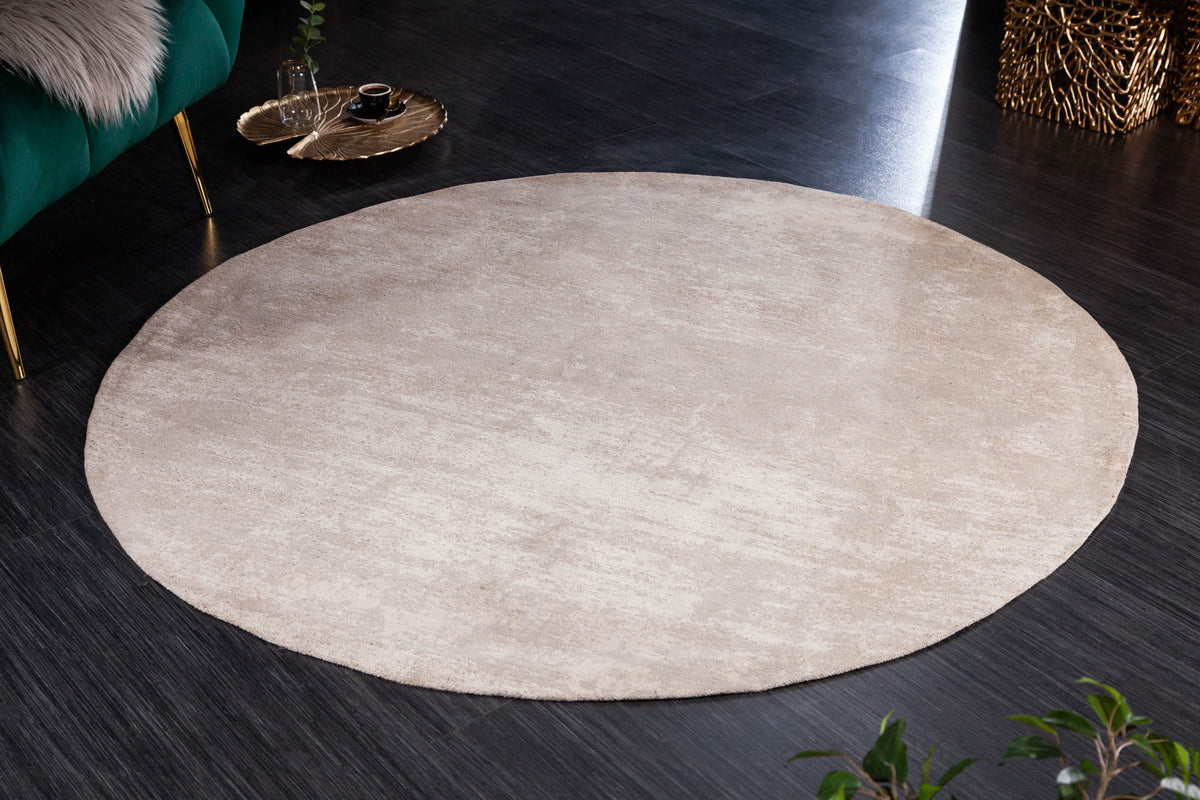Tapis vintage MODERN ART 150cm beige lavé rond aspect usé