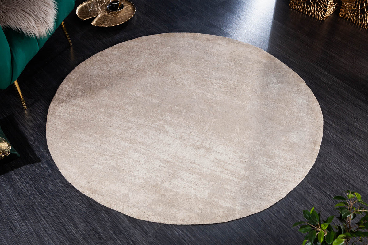 Tapis vintage MODERN ART 150cm beige lavé rond aspect usé