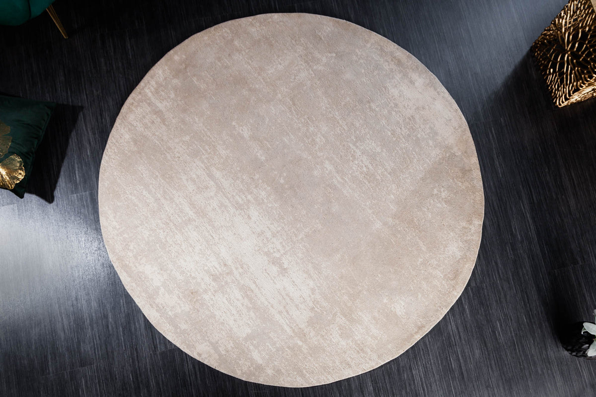Tapis vintage MODERN ART 150cm beige lavé rond aspect usé