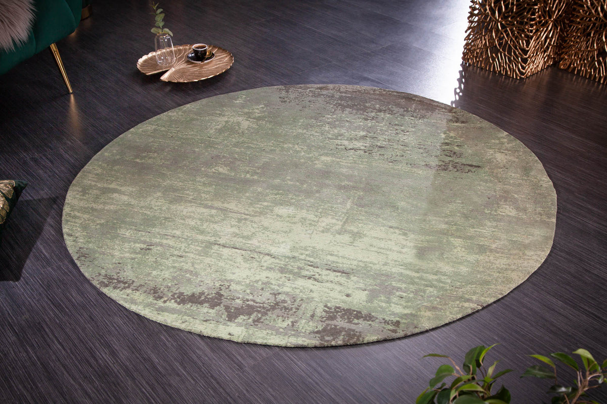 Tapis vintage MODERN ART 150cm vert lavé rond look usé