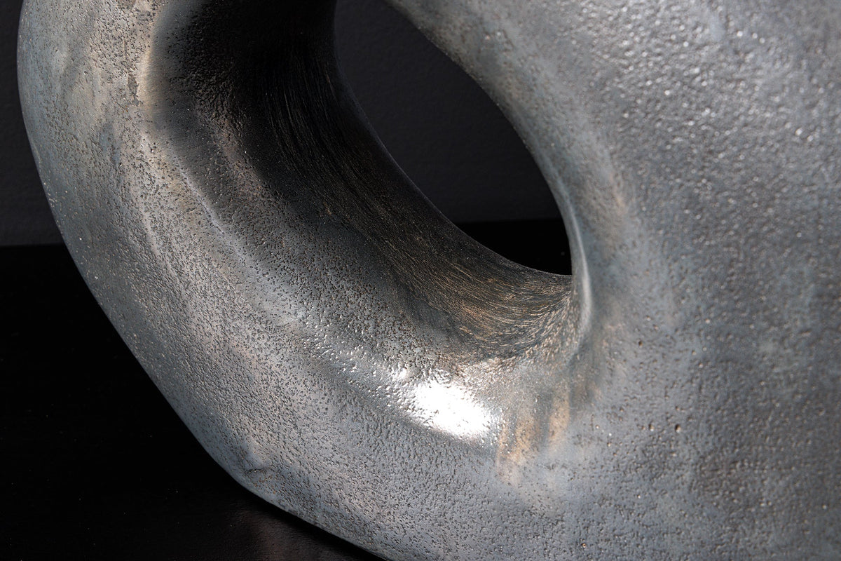Vase artisanale RING 40cm gris foncé métal décoration vase à fleurs