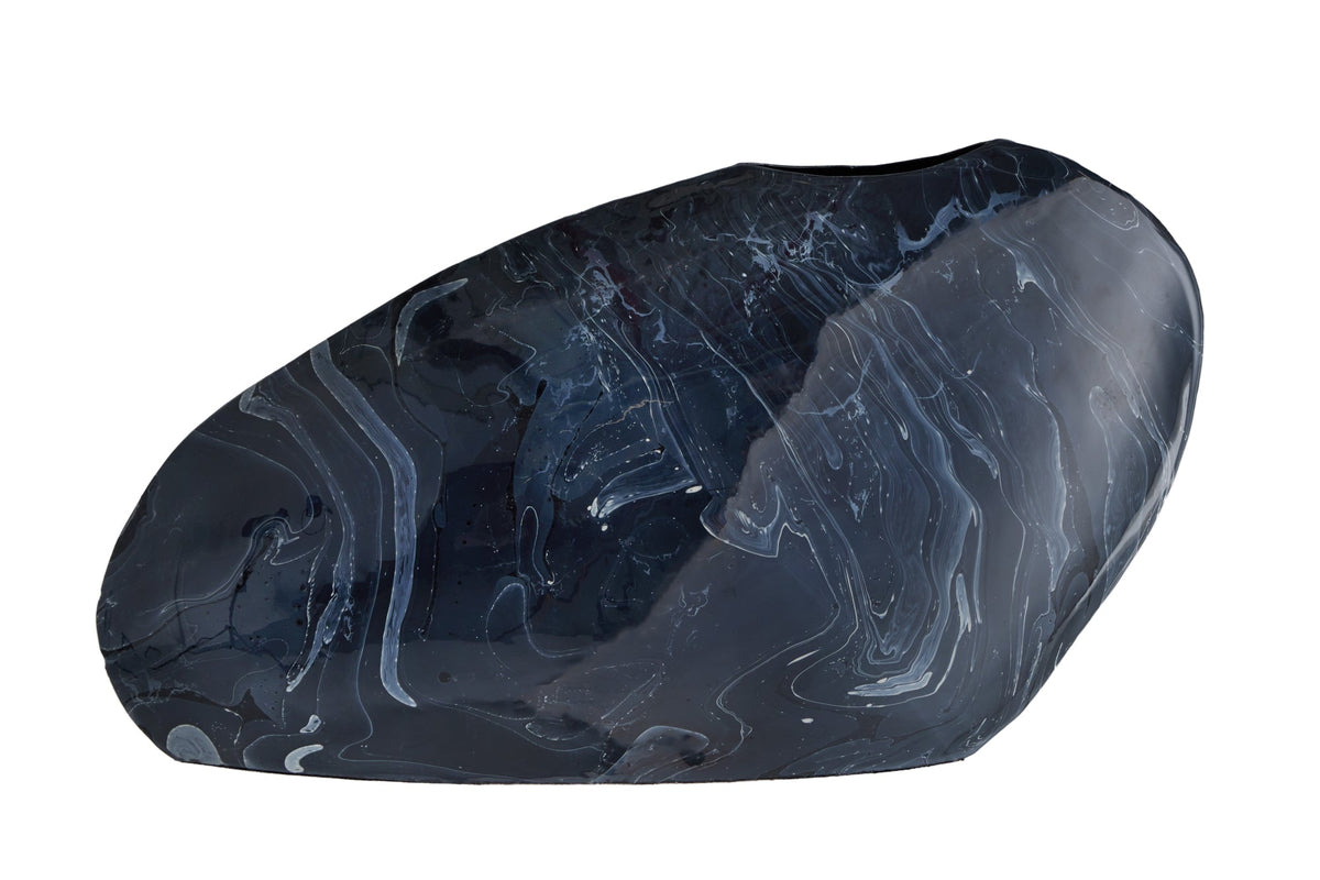 Vase décoratif STONE 40cm noir marbré fait main design rétro