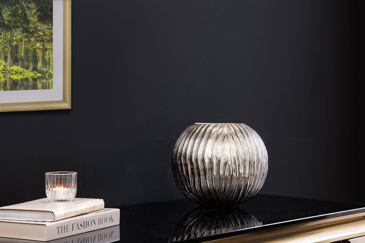 Vase décorative faite à la main ELEGANCE 25cm argent Design martelé