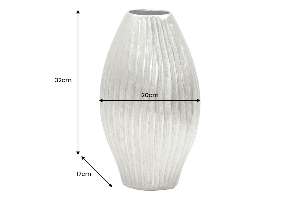 Vase décorative faite main ELEGANCE 35cm argent métal design martelé