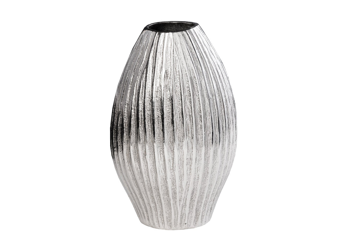 Vase décorative faite main ELEGANCE 35cm argent métal design martelé