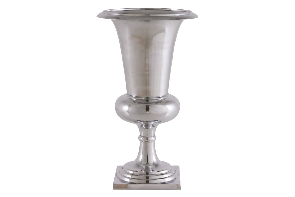 Vase design GOAL 60cm coupelle à plante argentée aluminium