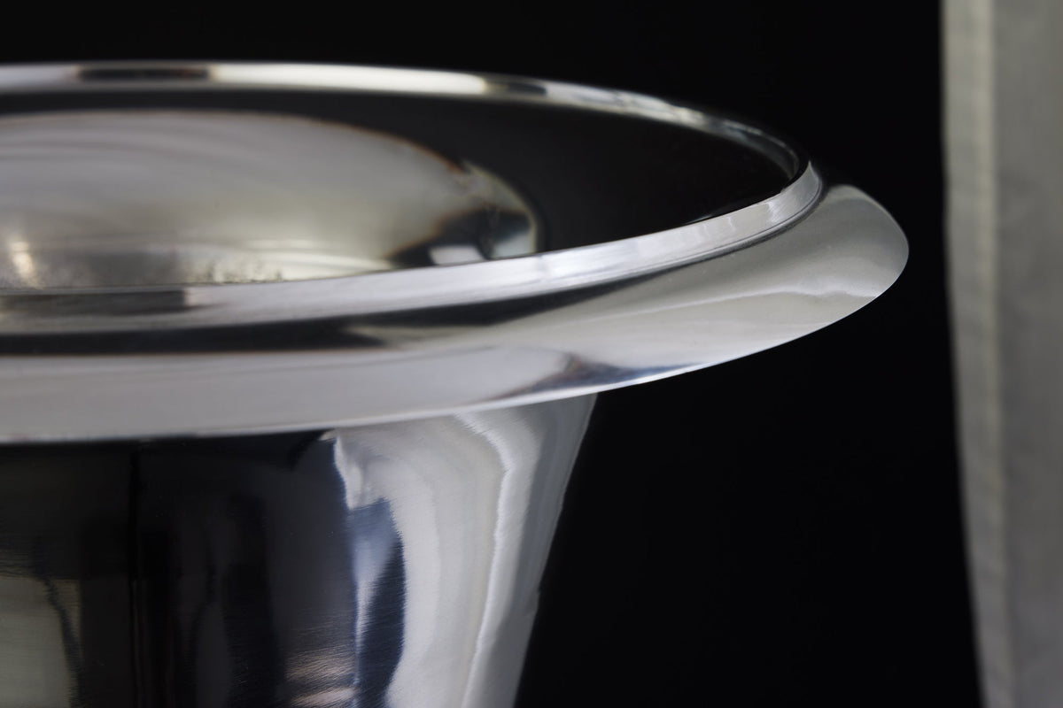Vase design GOAL 60cm coupelle à plante argentée aluminium
