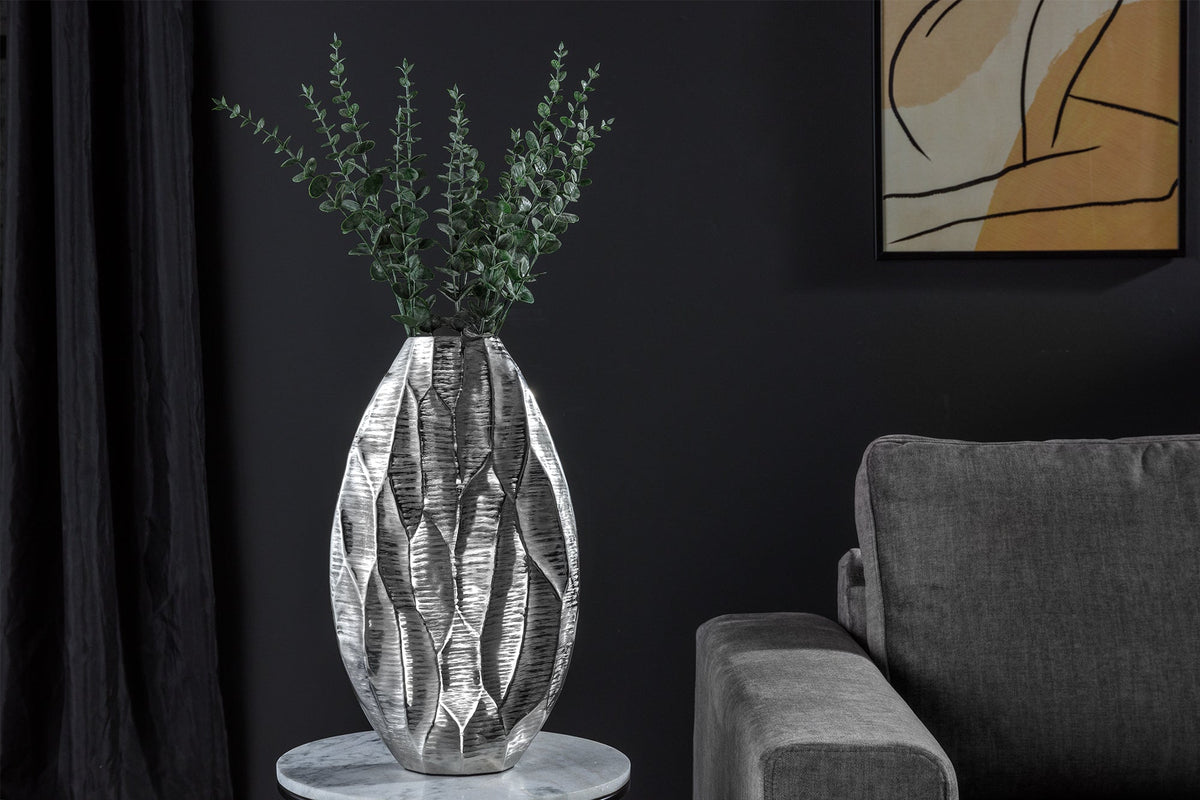Vase élégant ORGANIC ORIENT 44cm argent martelé design