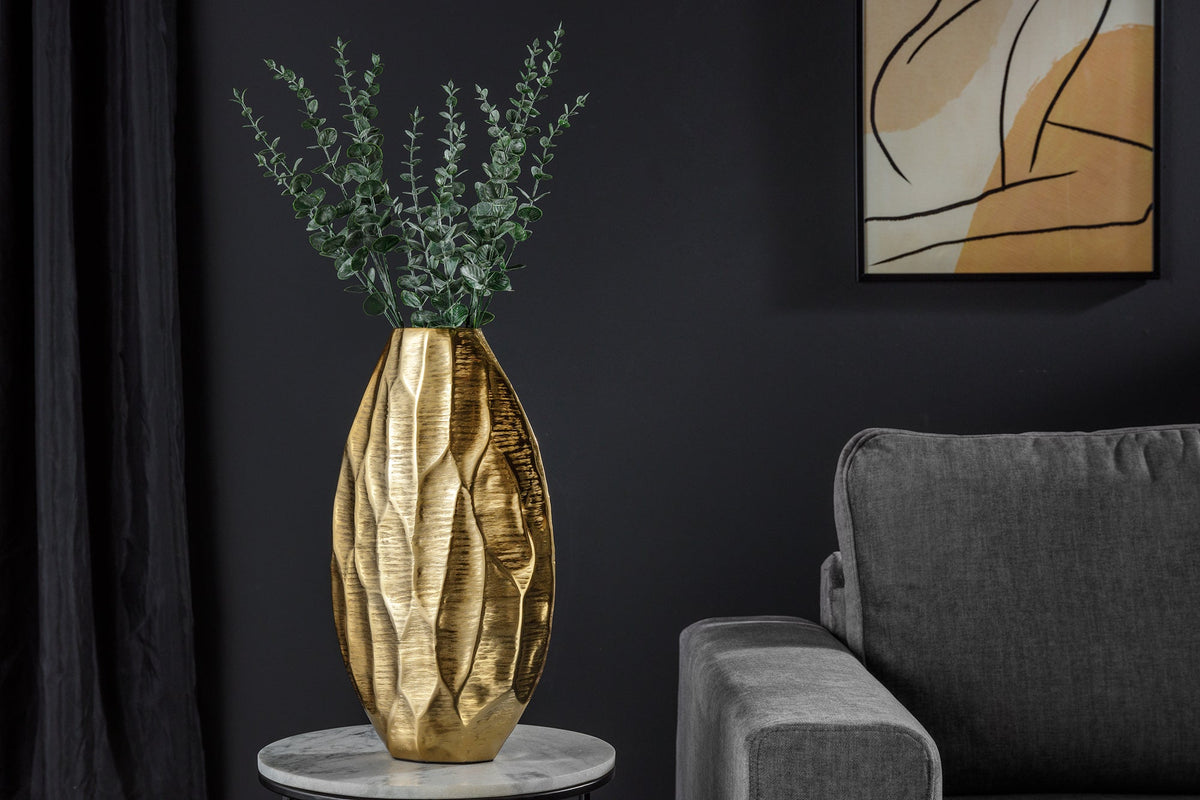 Vase élégant ORGANIC ORIENT 44cm design martelé doré