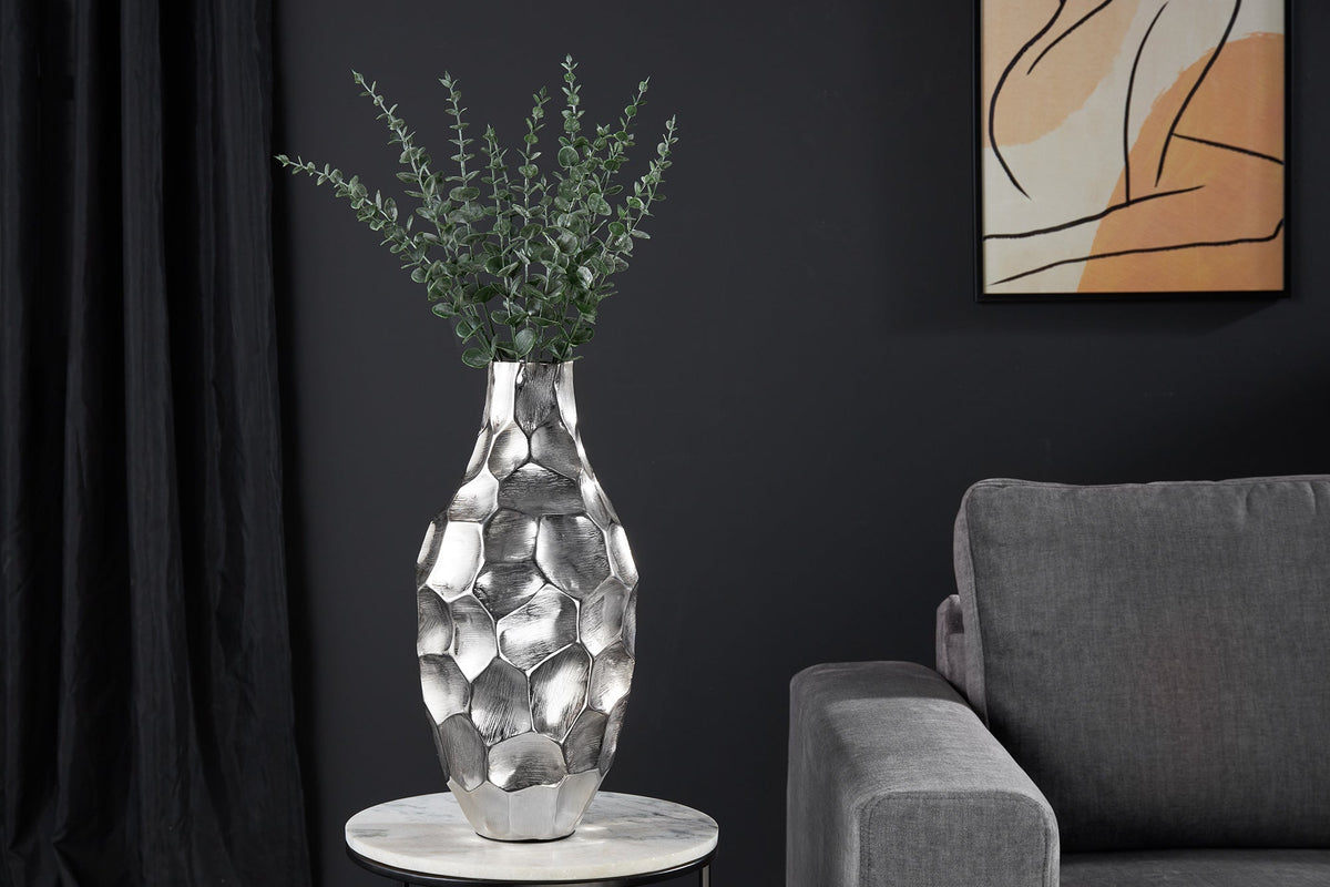Vase élégant ORGANIC ORIENT 45cm argent martelé design