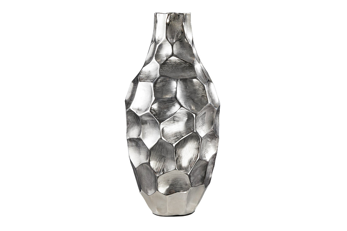 Vase élégant ORGANIC ORIENT 45cm argent martelé design