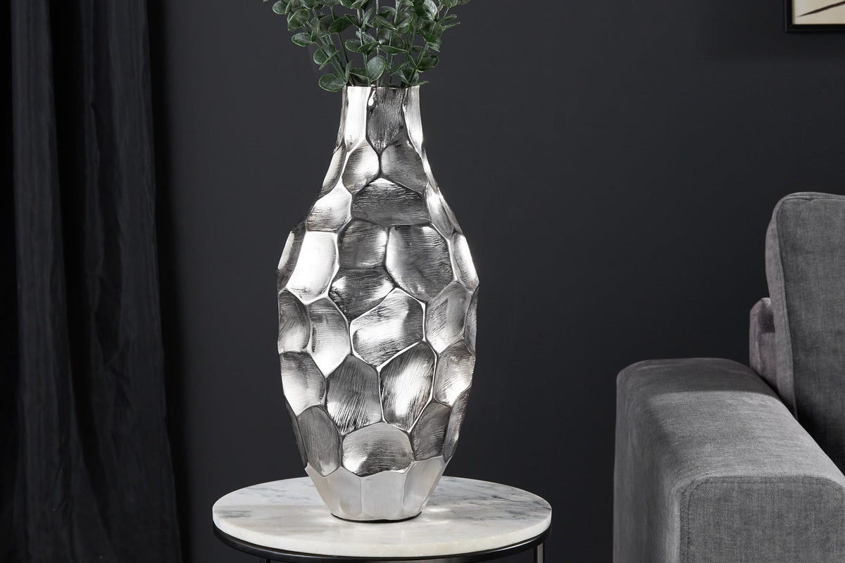 Vase élégant ORGANIC ORIENT 45cm argent martelé design