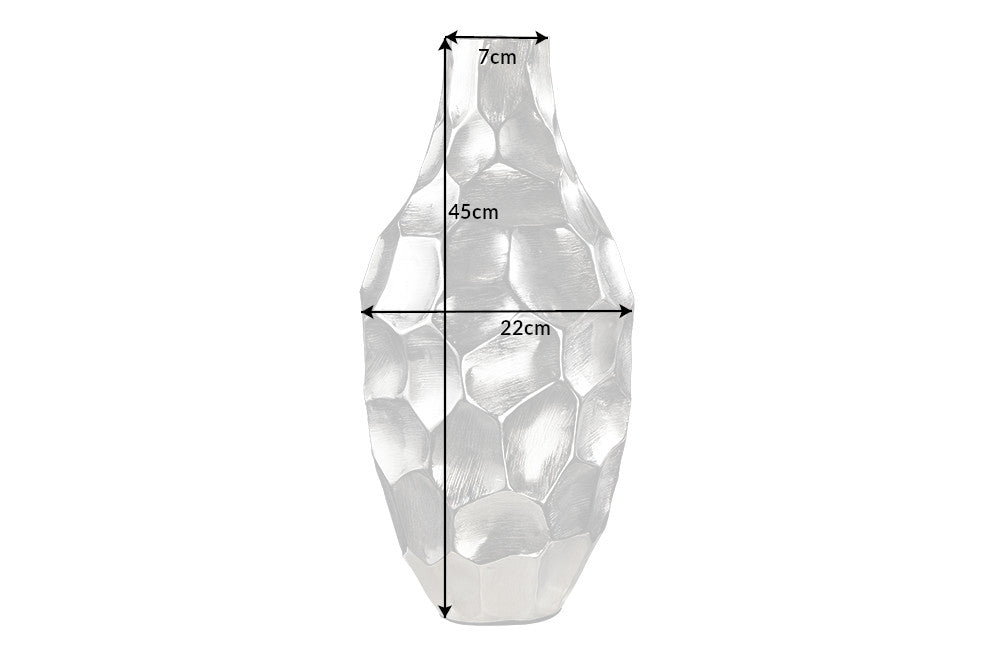 Vase élégant ORGANIC ORIENT 45cm argent martelé design