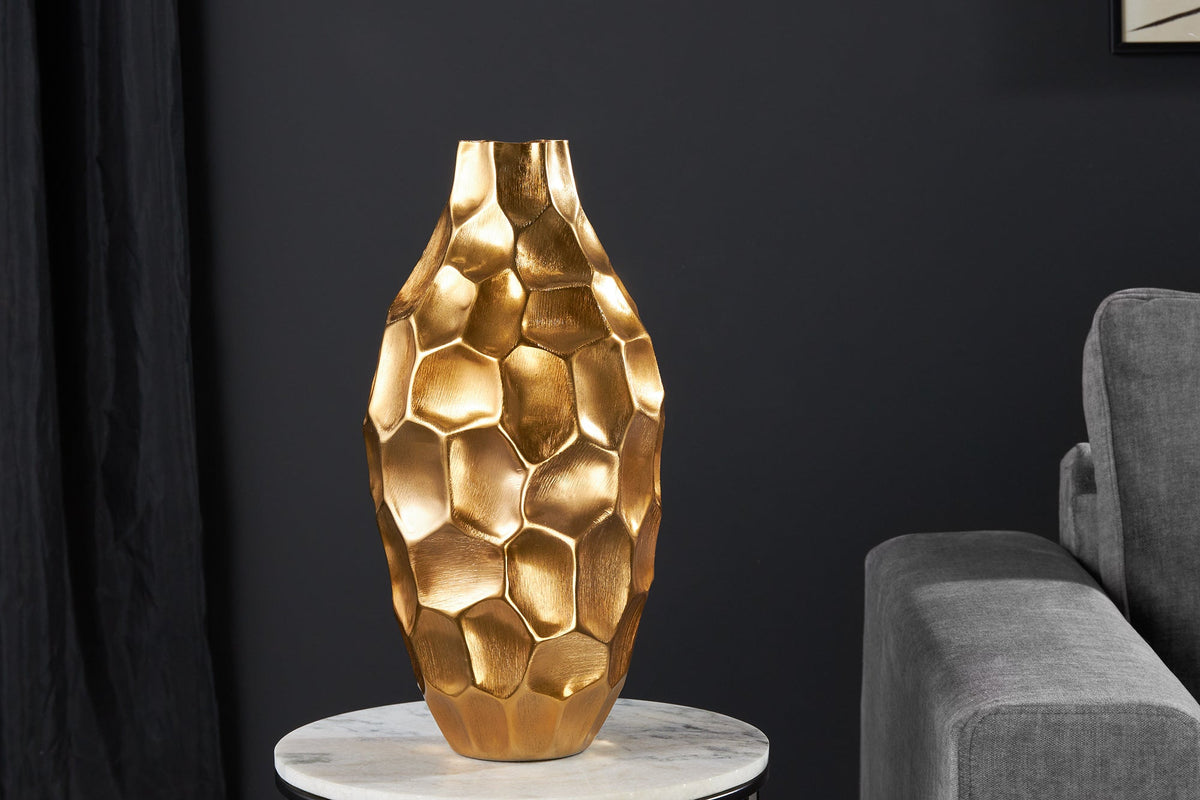 Vase élégant ORGANIC ORIENT 45cm design martelé doré