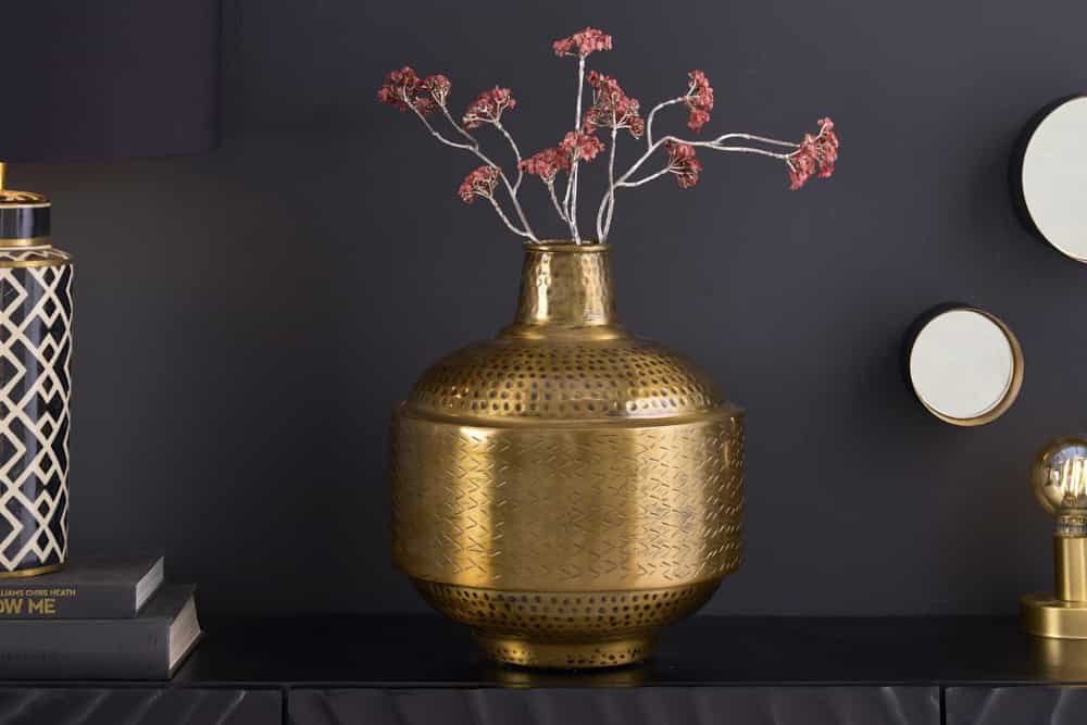 Vase élégant ORIENT 35cm design martelé doré