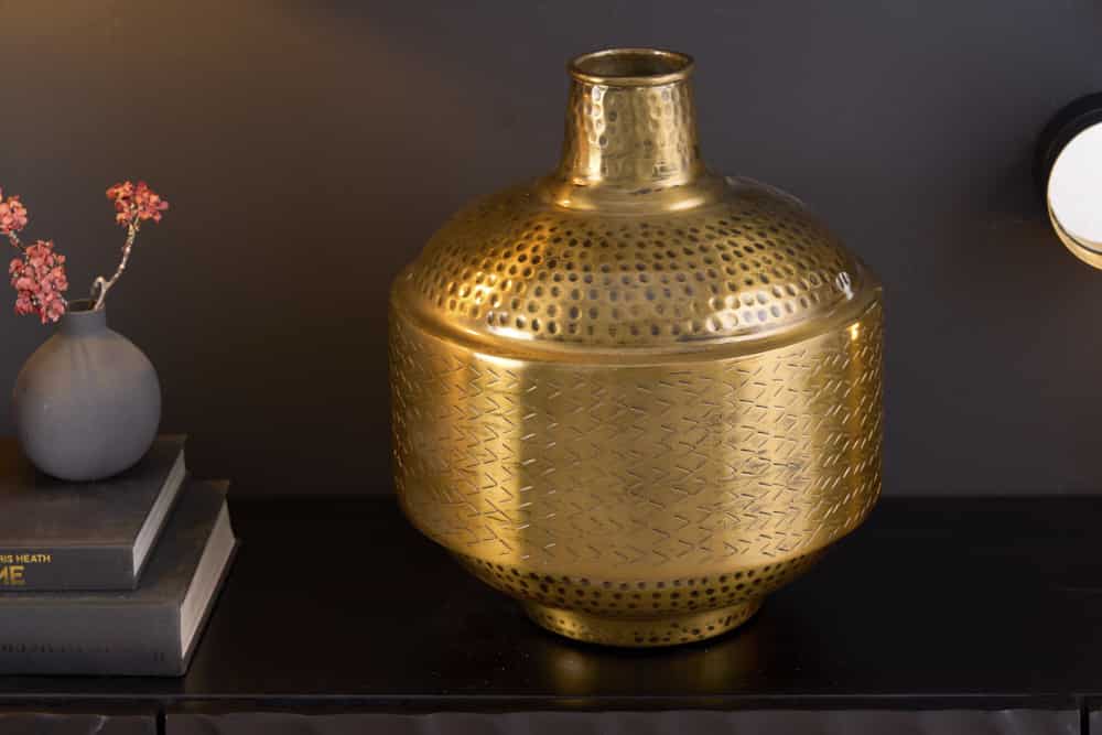 Vase élégant ORIENT 35cm design martelé doré